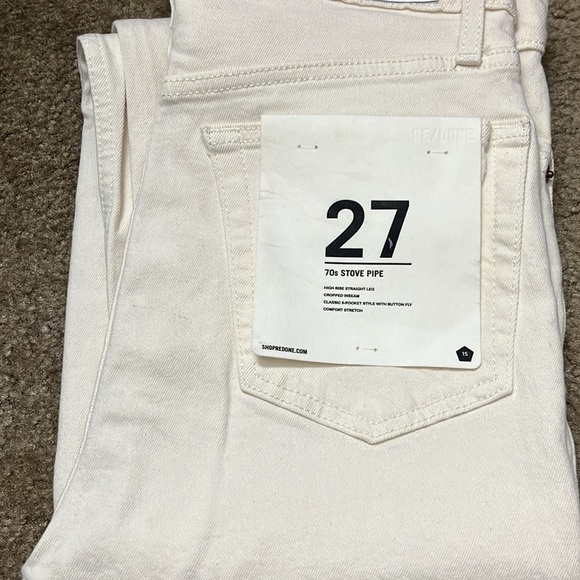 70s Stove Pipe High Rise Straight Ankle Jeans in Vintage White - Picture 7 of 7